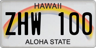 HI license plate ZHW100