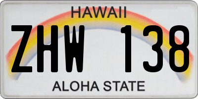 HI license plate ZHW138