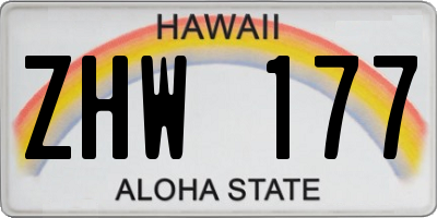 HI license plate ZHW177