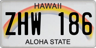 HI license plate ZHW186