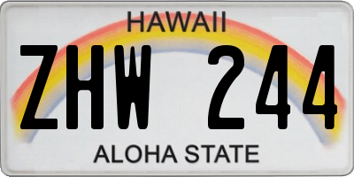 HI license plate ZHW244