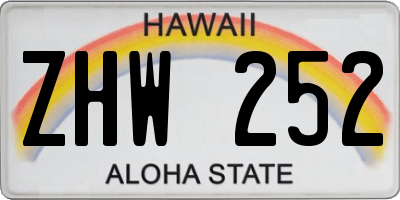 HI license plate ZHW252