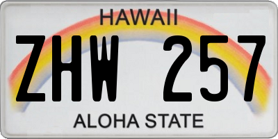 HI license plate ZHW257
