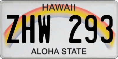 HI license plate ZHW293