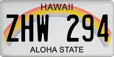 HI license plate ZHW294