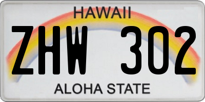 HI license plate ZHW302