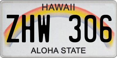 HI license plate ZHW306