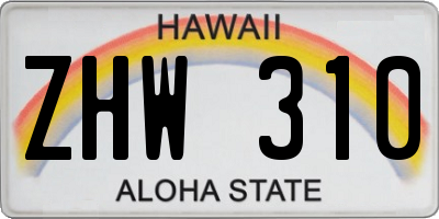 HI license plate ZHW310