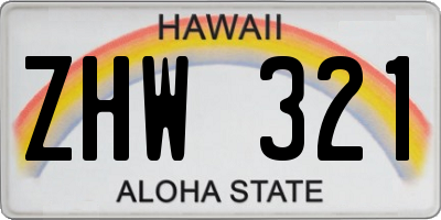 HI license plate ZHW321