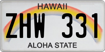 HI license plate ZHW331