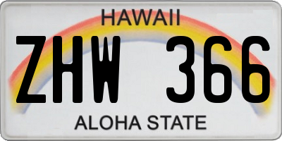 HI license plate ZHW366