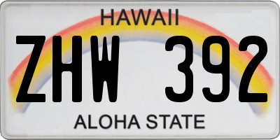 HI license plate ZHW392