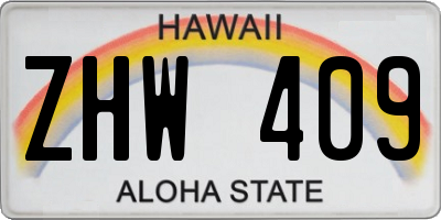 HI license plate ZHW409