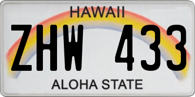 HI license plate ZHW433