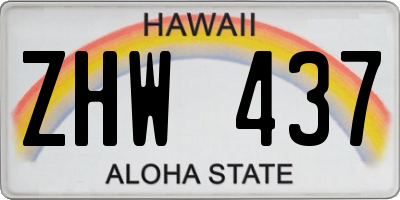 HI license plate ZHW437