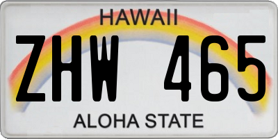 HI license plate ZHW465