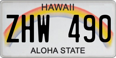 HI license plate ZHW490
