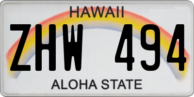 HI license plate ZHW494
