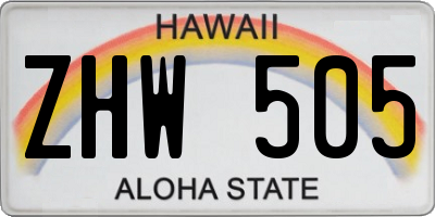 HI license plate ZHW505