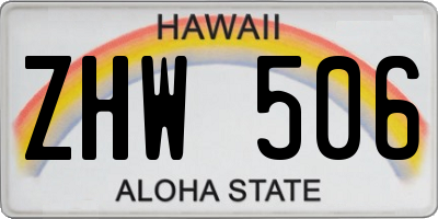 HI license plate ZHW506