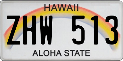 HI license plate ZHW513