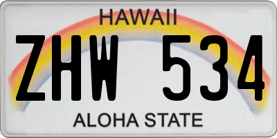 HI license plate ZHW534