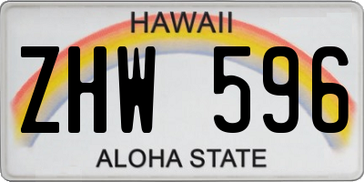 HI license plate ZHW596