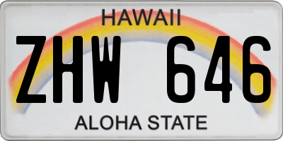 HI license plate ZHW646