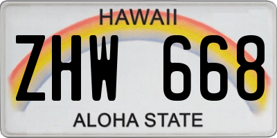 HI license plate ZHW668