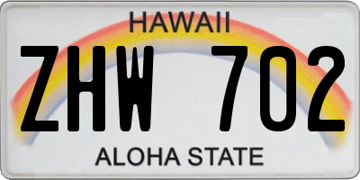HI license plate ZHW702