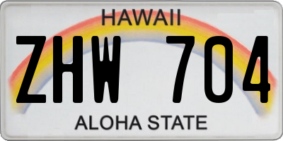 HI license plate ZHW704