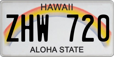 HI license plate ZHW720