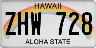 HI license plate ZHW728