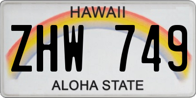 HI license plate ZHW749