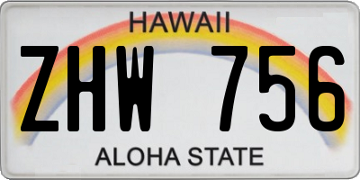 HI license plate ZHW756