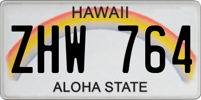 HI license plate ZHW764