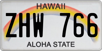 HI license plate ZHW766