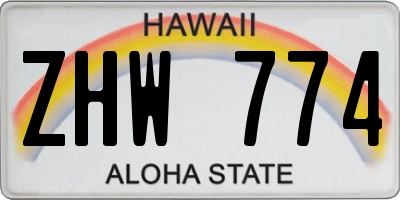 HI license plate ZHW774