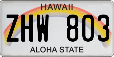 HI license plate ZHW803