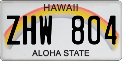 HI license plate ZHW804