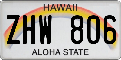 HI license plate ZHW806