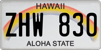 HI license plate ZHW830