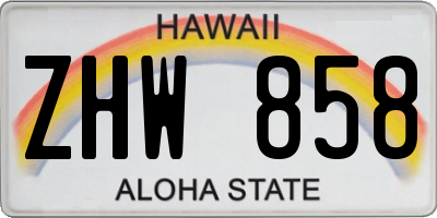 HI license plate ZHW858