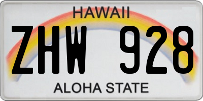 HI license plate ZHW928