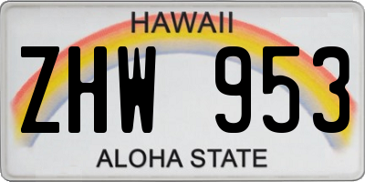 HI license plate ZHW953