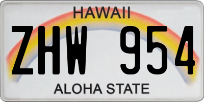 HI license plate ZHW954