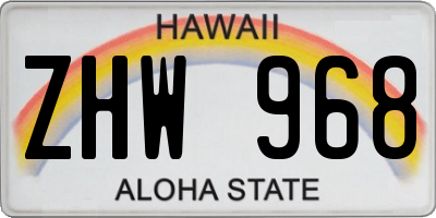 HI license plate ZHW968