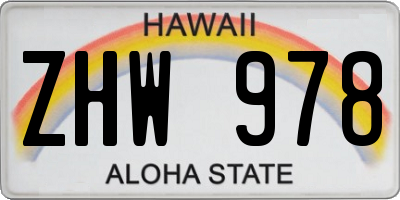 HI license plate ZHW978