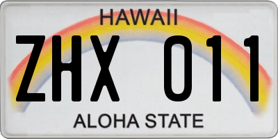 HI license plate ZHX011