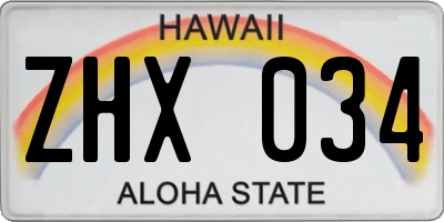 HI license plate ZHX034